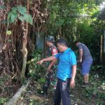 Bahu Jalan Dipenuhi Semak, Koramil 02/ST Turun Bersihkan Bersama Warga