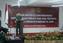 Kapoksahli Pangdam I/BB Hadiri Rakor Lintas Instansi Bahas Hak dan Kesejahteraan Veteran